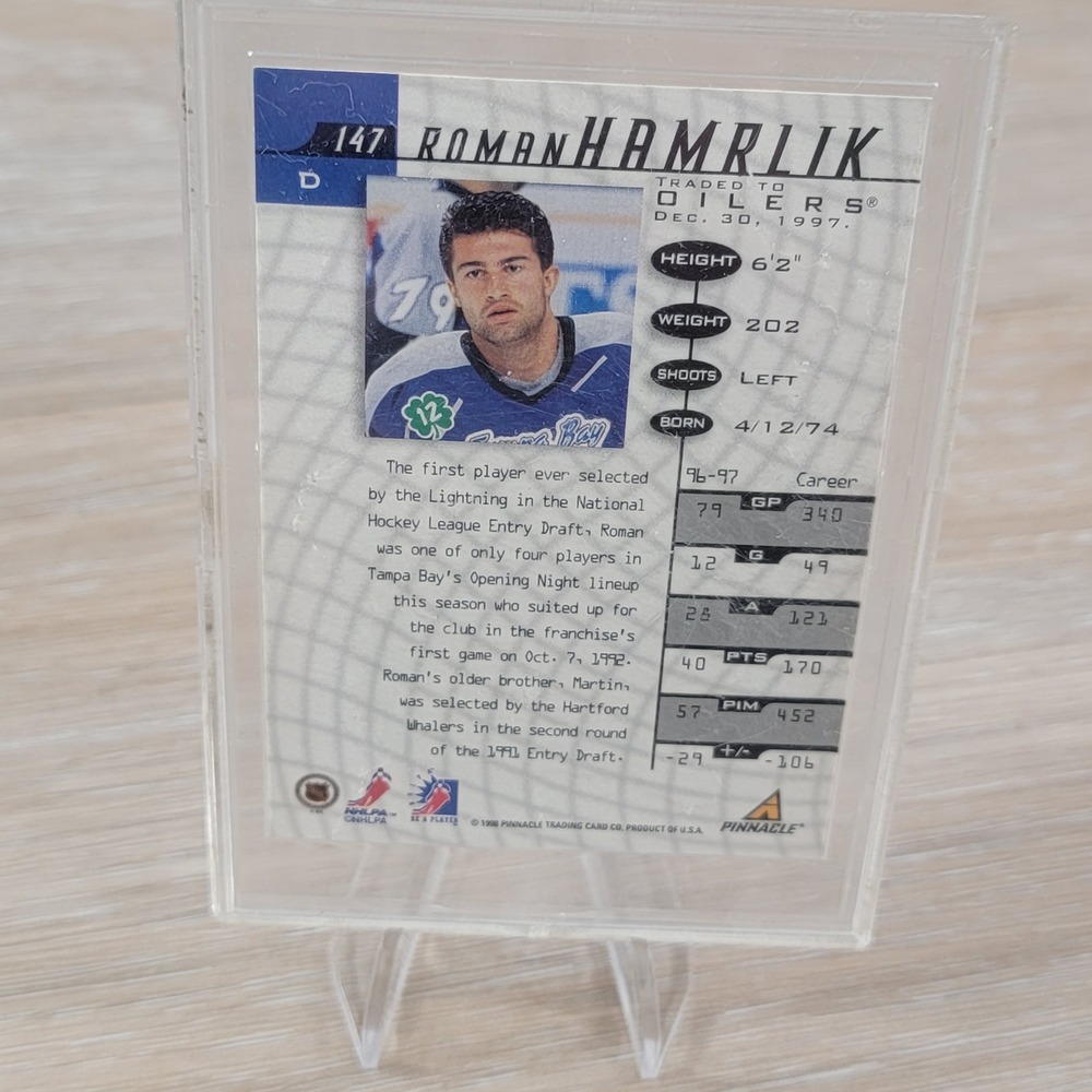 Roman Hamrlik Autographed 1998 Pinnacle Trading Card Tampa Bay Lightning - Picture 5 of 6